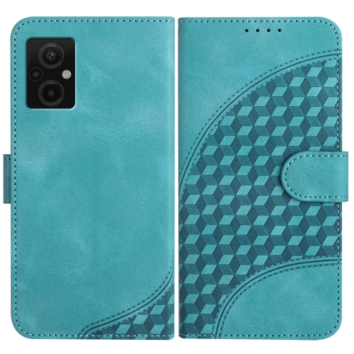

For Xiaomi Poco M5/M4 5G YX0060 Elephant Head Embossed Phone Leather Case with Lanyard(Light Blue)