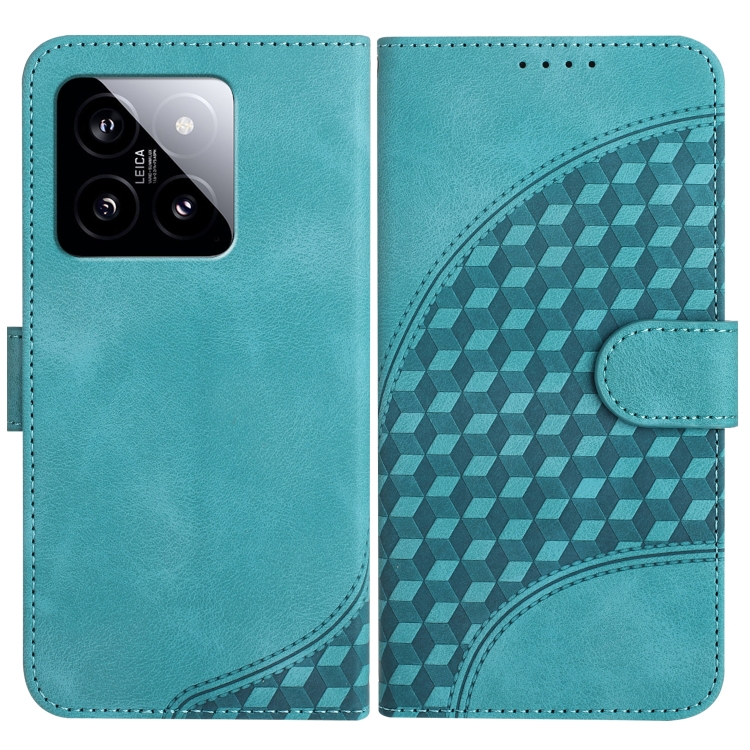 

For Xiaomi 14 YX0060 Elephant Head Embossed Phone Leather Case with Lanyard(Light Blue)