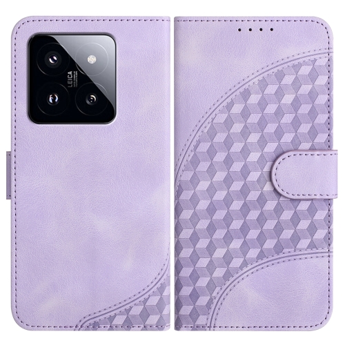 

For Xiaomi 14 Pro YX0060 Elephant Head Embossed Phone Leather Case with Lanyard(Light Purple)