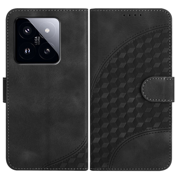 

For Xiaomi 14 Pro YX0060 Elephant Head Embossed Phone Leather Case with Lanyard(Black)
