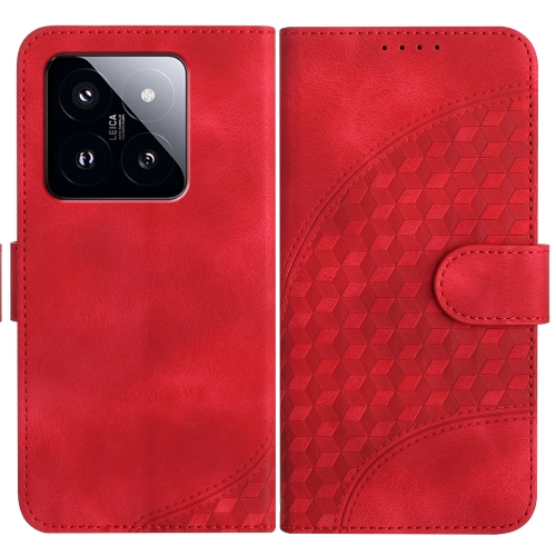 

For Xiaomi 14 Pro YX0060 Elephant Head Embossed Phone Leather Case with Lanyard(Red)