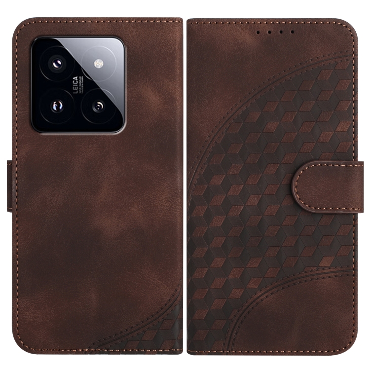 

For Xiaomi 14 Pro YX0060 Elephant Head Embossed Phone Leather Case with Lanyard(Coffee)