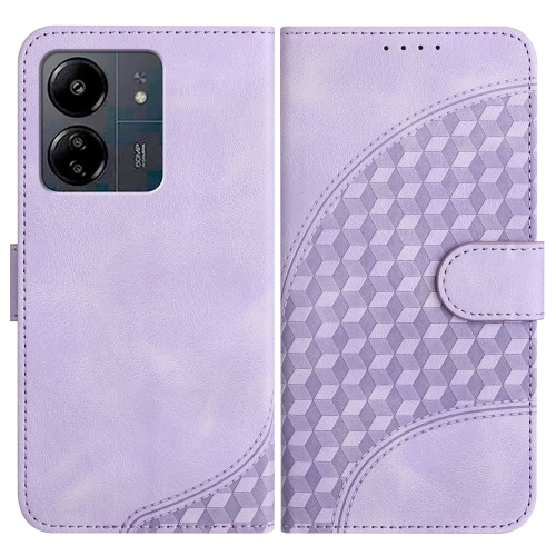 

For Xiaomi Redmi 13C YX0060 Elephant Head Embossed Phone Leather Case with Lanyard(Light Purple)