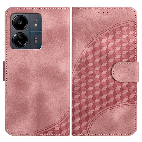 

For Xiaomi Redmi 13C YX0060 Elephant Head Embossed Phone Leather Case with Lanyard(Pink)