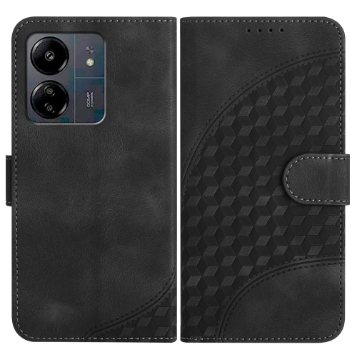 

For Xiaomi Redmi 13C YX0060 Elephant Head Embossed Phone Leather Case with Lanyard(Black)