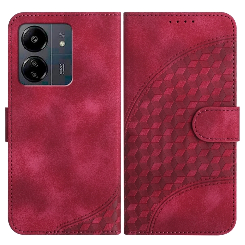 

For Xiaomi Redmi 13C YX0060 Elephant Head Embossed Phone Leather Case with Lanyard(Rose Red)