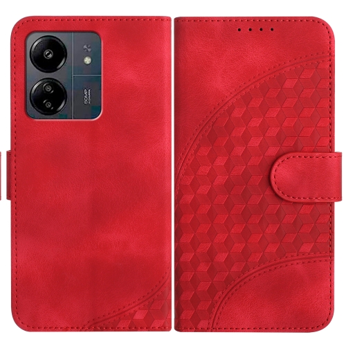 

For Xiaomi Redmi 13C YX0060 Elephant Head Embossed Phone Leather Case with Lanyard(Red)