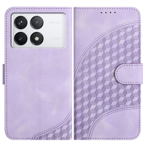 

For Xiaomi Redmi K70 YX0060 Elephant Head Embossed Phone Leather Case with Lanyard(Light Purple)