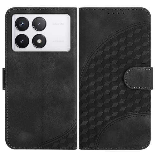 

For Xiaomi Redmi K70 YX0060 Elephant Head Embossed Phone Leather Case with Lanyard(Black)