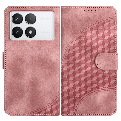 

For Xiaomi Redmi K70E YX0060 Elephant Head Embossed Phone Leather Case with Lanyard(Pink)