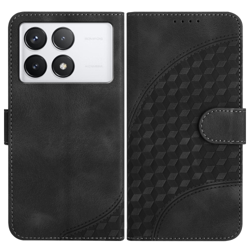 

For Xiaomi Redmi K70E YX0060 Elephant Head Embossed Phone Leather Case with Lanyard(Black)