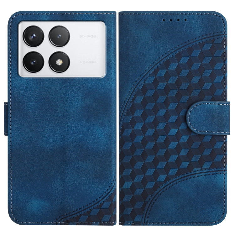 

For Xiaomi Redmi K70E YX0060 Elephant Head Embossed Phone Leather Case with Lanyard(Royal Blue)