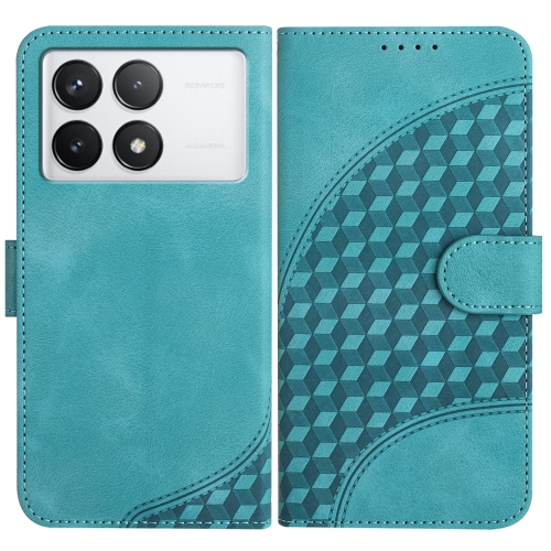 

For Xiaomi Redmi K70E YX0060 Elephant Head Embossed Phone Leather Case with Lanyard(Light Blue)