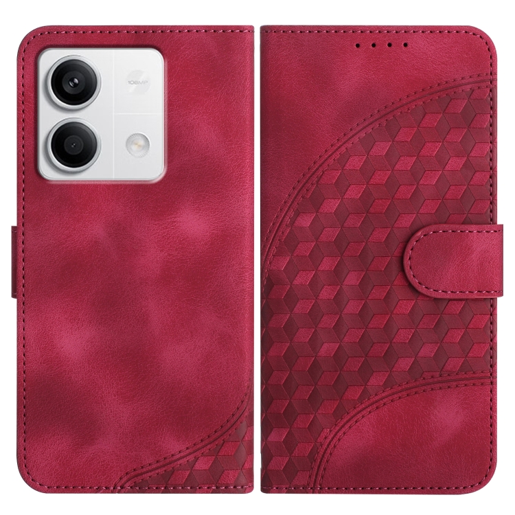 

For Xiaomi Redmi Note 13 4G YX0060 Elephant Head Embossed Phone Leather Case with Lanyard(Rose Red)
