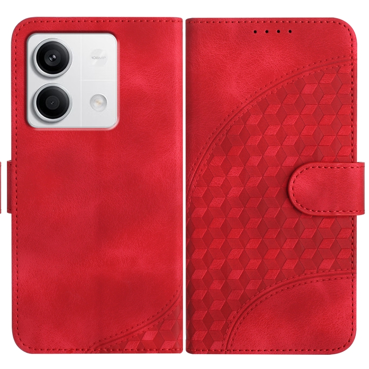 

For Xiaomi Redmi Note 13 4G YX0060 Elephant Head Embossed Phone Leather Case with Lanyard(Red)