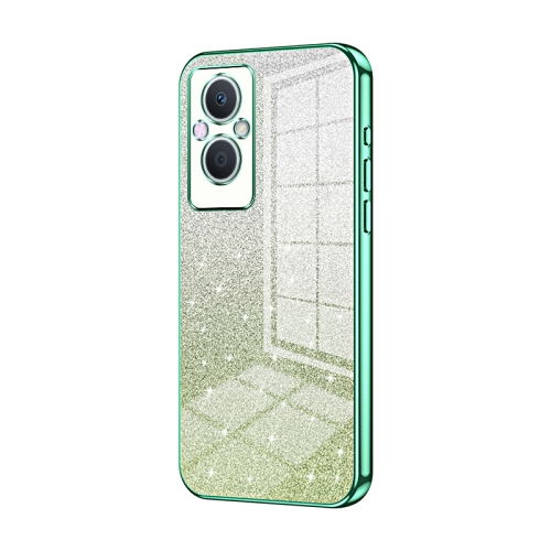 

For OPPO Reno7 Z 5G / F21 Pro 5G Gradient Glitter Powder Electroplated Phone Case(Green)