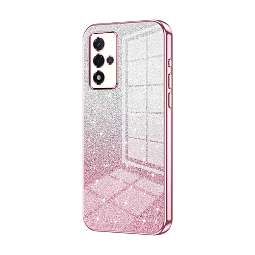 

For OPPO A93s 5G Gradient Glitter Powder Electroplated Phone Case(Pink)