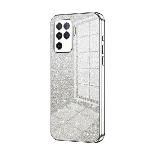 

For OPPO A94 4G Gradient Glitter Powder Electroplated Phone Case(Silver)