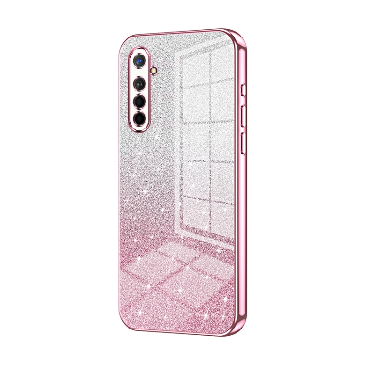 For OPPO K5 Realme XT/XT 730G Gradient Glitter Powder Electroplated Phone  Case(Pink)