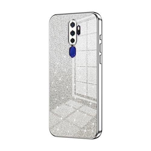 

For OPPO A11x / A9 2020 Gradient Glitter Powder Electroplated Phone Case(Silver)