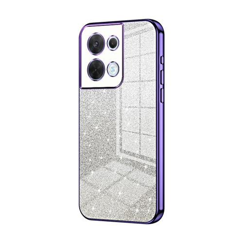 

For OPPO Reno8 Gradient Glitter Powder Electroplated Phone Case(Purple)