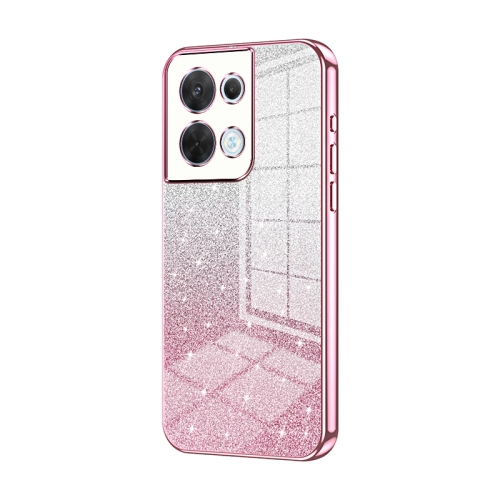 

For OPPO Reno8 Gradient Glitter Powder Electroplated Phone Case(Pink)