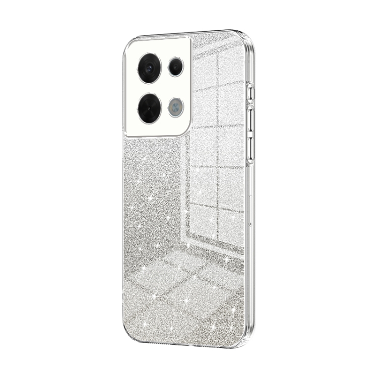 

For OPPO Reno8 Gradient Glitter Powder Electroplated Phone Case(Transparent)
