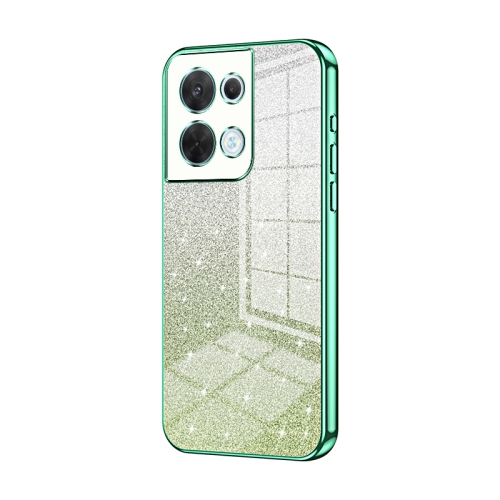 

For OPPO Reno8 Gradient Glitter Powder Electroplated Phone Case(Green)