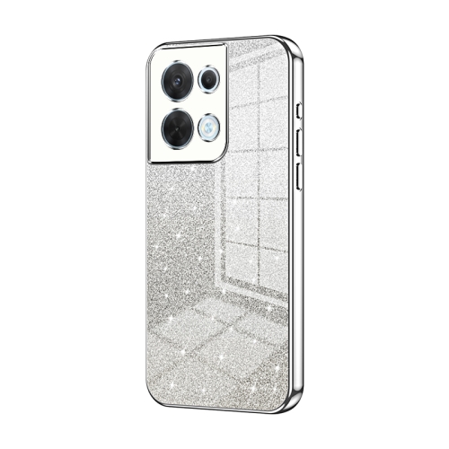 

For OPPO Reno8 Gradient Glitter Powder Electroplated Phone Case(Silver)