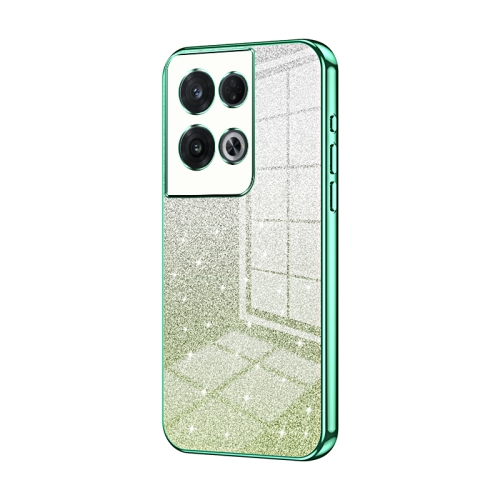 

For OPPO Reno8 Pro Gradient Glitter Powder Electroplated Phone Case(Green)