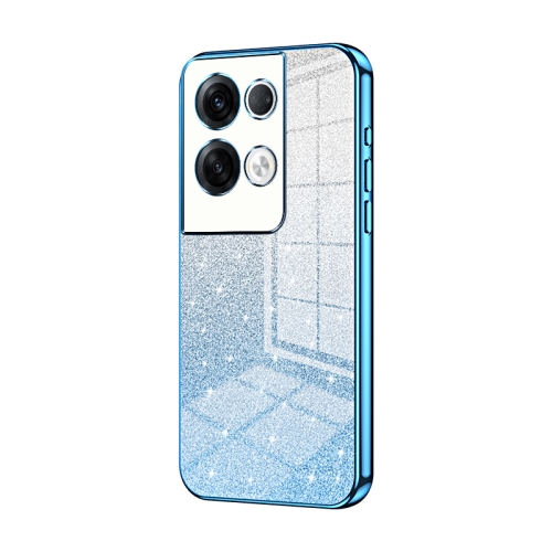 

For OPPO Reno8 Pro+ Gradient Glitter Powder Electroplated Phone Case(Blue)