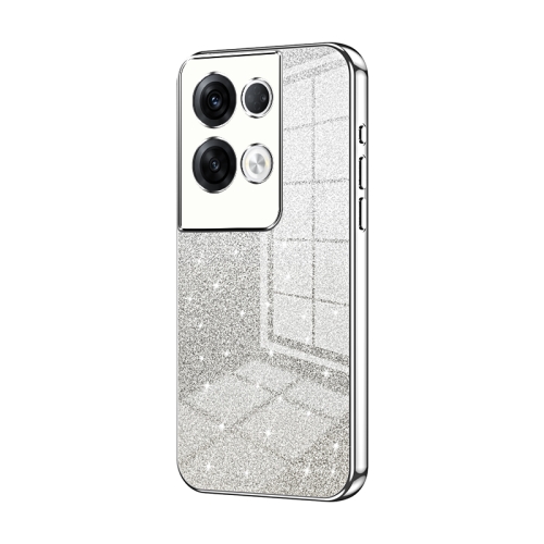 

For OPPO Reno8 Pro+ Gradient Glitter Powder Electroplated Phone Case(Silver)