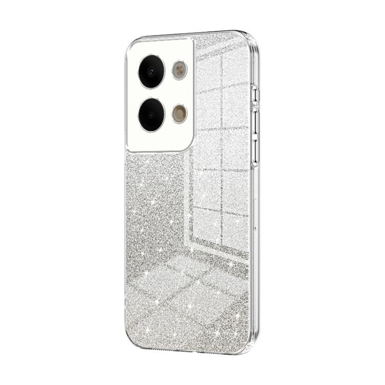 

For OPPO Reno9 / Reno9 Pro Gradient Glitter Powder Electroplated Phone Case(Transparent)