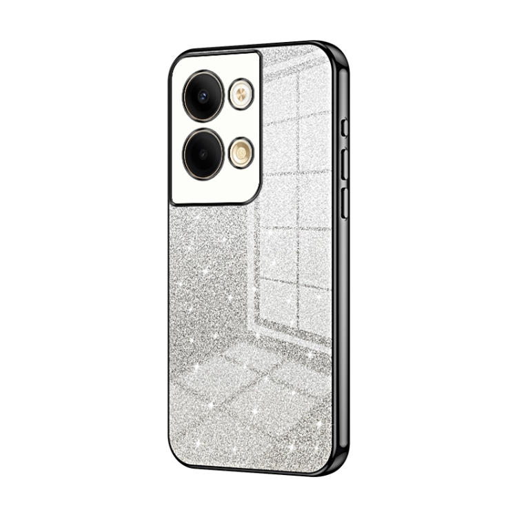 

For OPPO Reno9 / Reno9 Pro Gradient Glitter Powder Electroplated Phone Case(Black)