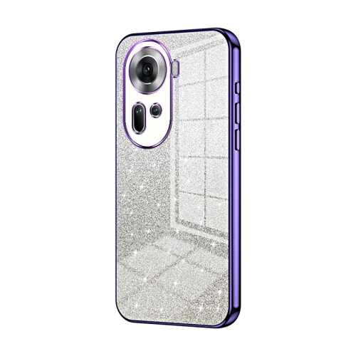

For OPPO Reno11 Global Gradient Glitter Powder Electroplated Phone Case(Purple)