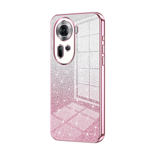 

For OPPO Reno11 Global Gradient Glitter Powder Electroplated Phone Case(Pink)