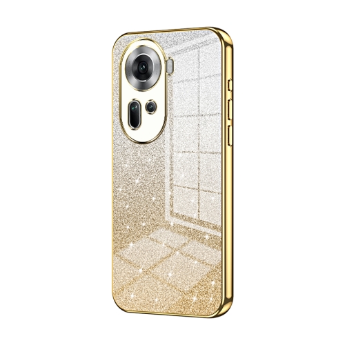

For OPPO Reno11 Global Gradient Glitter Powder Electroplated Phone Case(Gold)