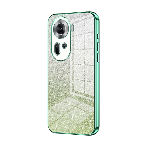 

For OPPO Reno11 Global Gradient Glitter Powder Electroplated Phone Case(Green)