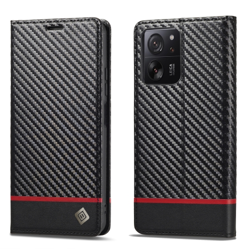 

For Xiaomi 13T / 13T Pro LC.IMEEKE Carbon Fiber Texture Flip Leather Phone Case(Horizontal Black)