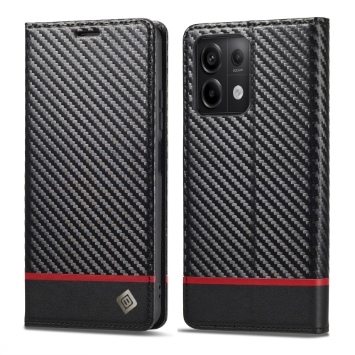 

For Xiaomi Redmi Note 13 5G LC.IMEEKE Carbon Fiber Texture Flip Leather Phone Case(Horizontal Black)