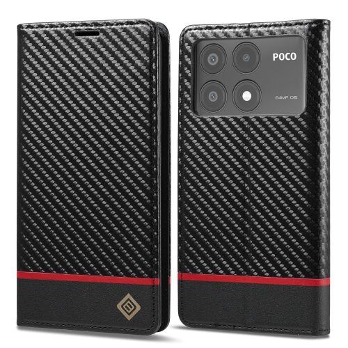 

For Xiaomi Poco X6 Pro 5G LC.IMEEKE Carbon Fiber Texture Flip Leather Phone Case(Horizontal Black)