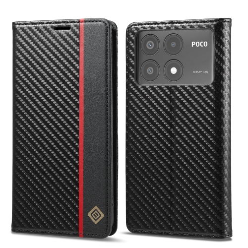 

For Xiaomi Poco X6 Pro 5G LC.IMEEKE Carbon Fiber Texture Flip Leather Phone Case(Vertical Black)