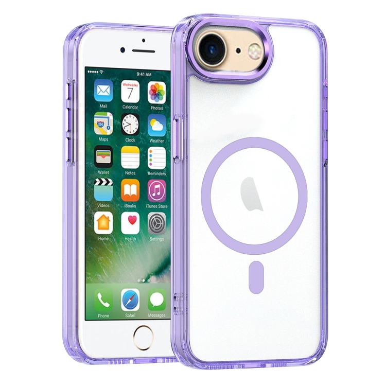 

For iPhone SE 2022 / SE 2020 MagSafe Magnetic Clear Phone Case(Purple)
