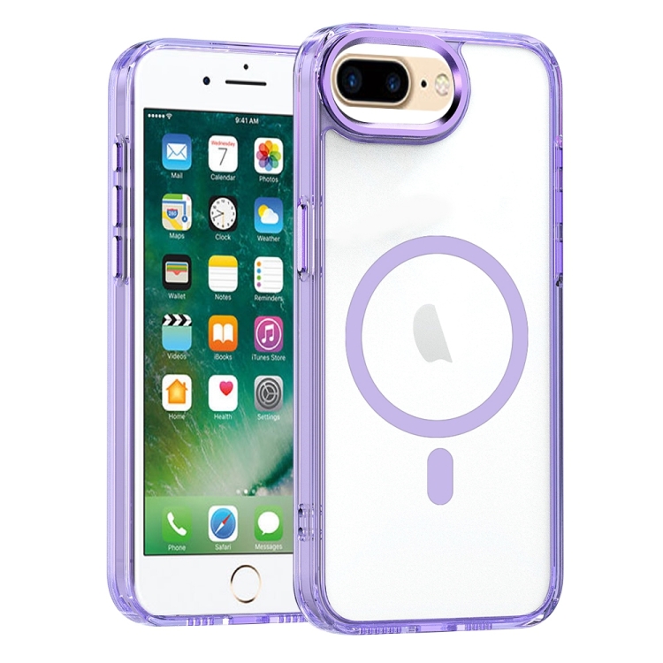 For iPhone Plus Plus MagSafe Magnetic Clear Phone Case(Purple)