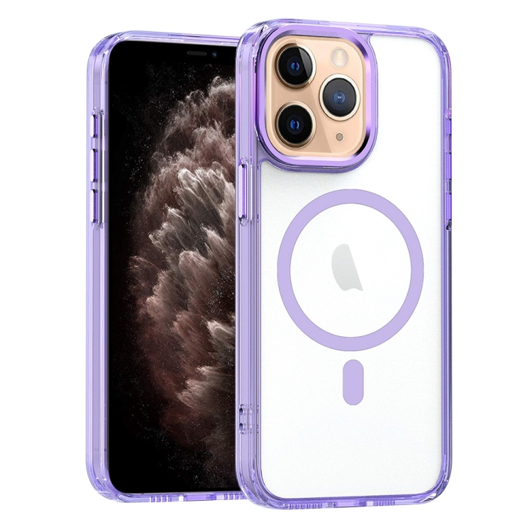 

For iPhone 11 Pro Max MagSafe Magnetic Clear Phone Case(Purple)