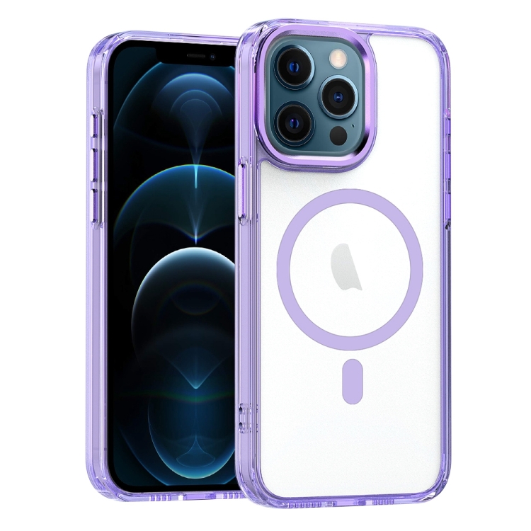 

For iPhone 12 Pro Max MagSafe Magnetic Clear Phone Case(Purple)
