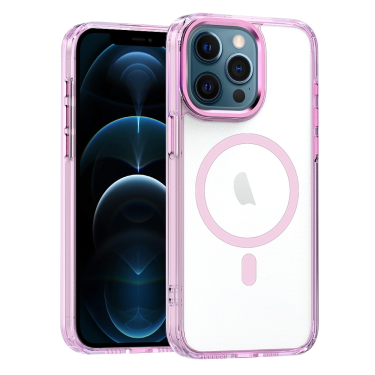 

For iPhone 12 Pro Max MagSafe Magnetic Clear Phone Case(Pink)