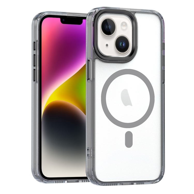 

For iPhone 14 Plus MagSafe Magnetic Clear Phone Case(Black)