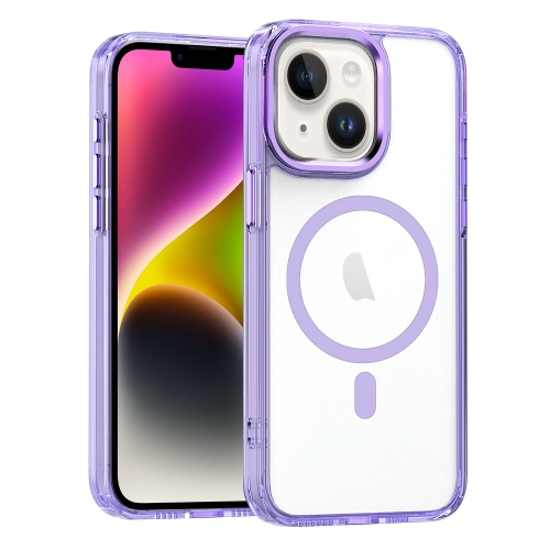 

For iPhone 14 Plus MagSafe Magnetic Clear Phone Case(Purple)