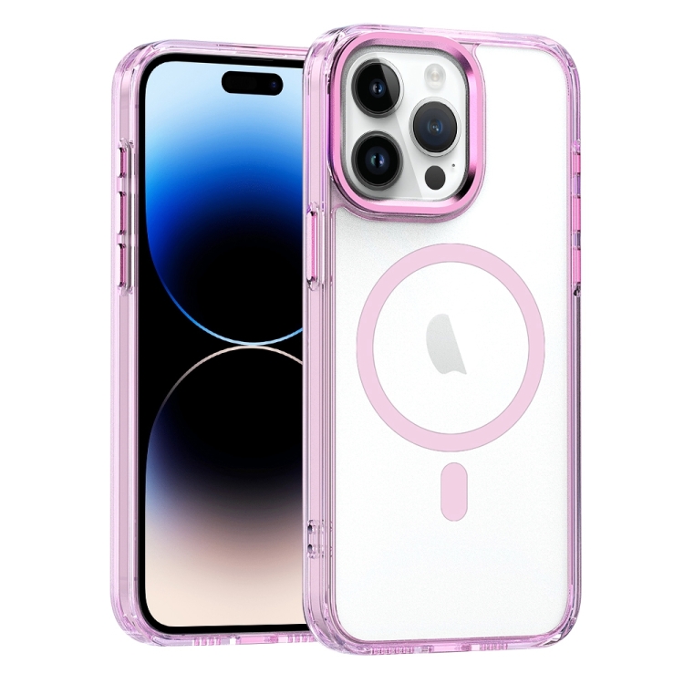

For iPhone 14 Pro Max MagSafe Magnetic Clear Phone Case(Pink)